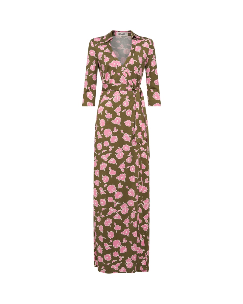 Front of a size XL DVF ABIGAIL DRESS in GREEN by Diane von Furstenberg. | dia_product_style_image_id:353854